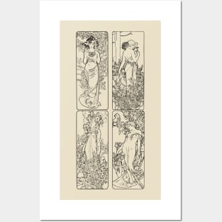 art nouveau Alphonse Mucha vintage design Posters and Art